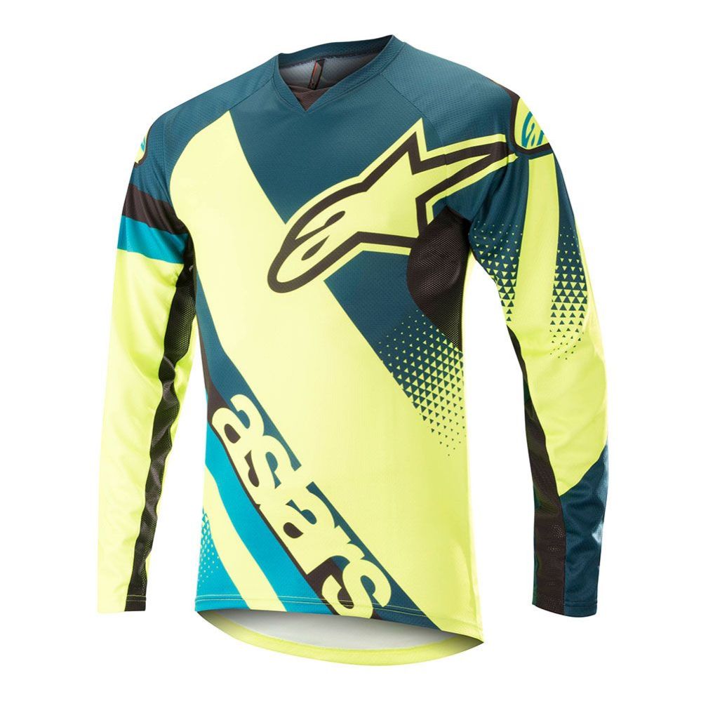 Alpinestars Racer L/S Jersey - Petrol Yellow Fluo